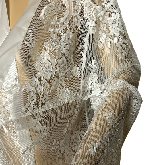 White Lace sheer maxi open front satin lingerie,boudoir,honeymoon,coquette,sexy - Picture 5 of 10